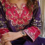 Silk Handworked Purple Suit Set