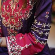 Silk Handworked Purple Suit Set