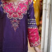 Silk Handworked Purple Suit Set