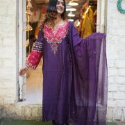 Silk Handworked Purple Suit Set