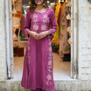 Slub cotton embroidered co-ord set