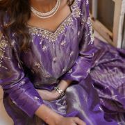 Tissue Silk suit in Purple