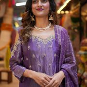 Tissue Silk suit in Purple