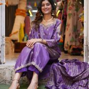 Tissue Silk suit in Purple